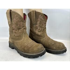 Ariat Fatbaby Women's Boot Sz 7.5 B Brown Leather Embroidered Western Boots